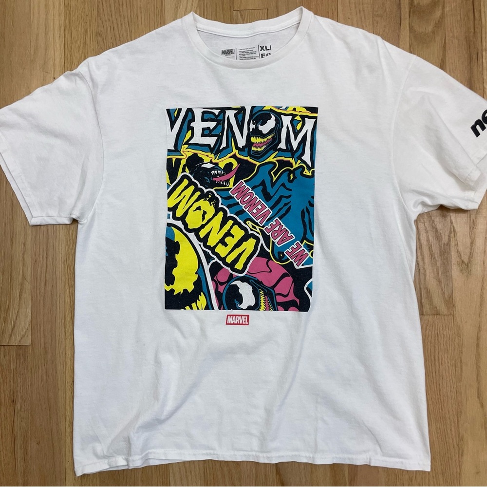 Venom T-Shirt XL White Movie Comic Neff We Are Marvel Graphic Tee Animation